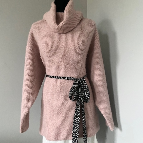 LOFT oversized pink turtleneck sweater - Picture 3 of 7